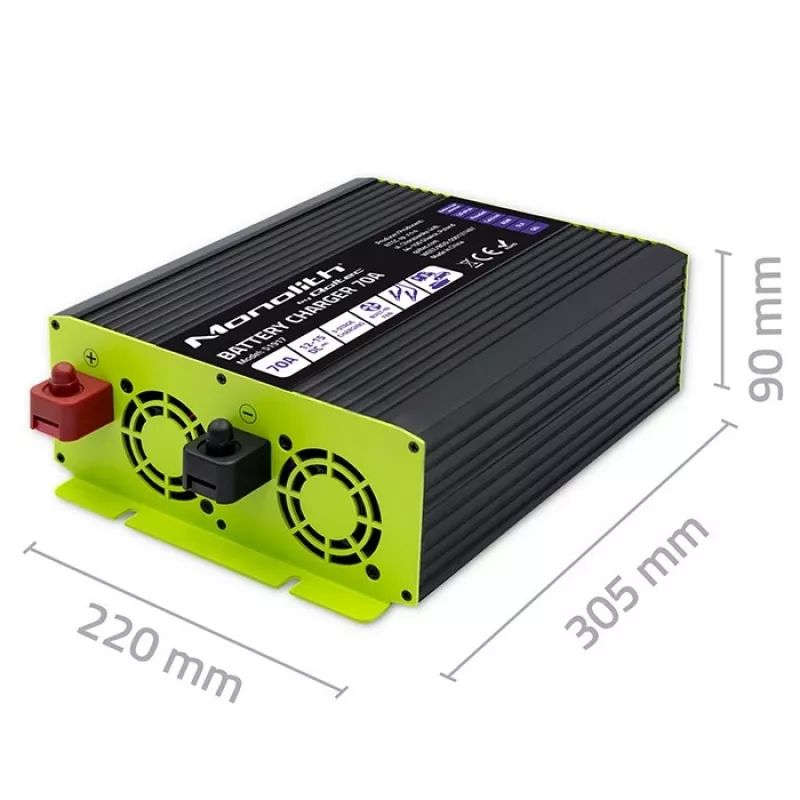 Acculader QOLTEC 51917 voor LiFePO4/AGM/GEL/SLA-accu's, 70 A uitgang