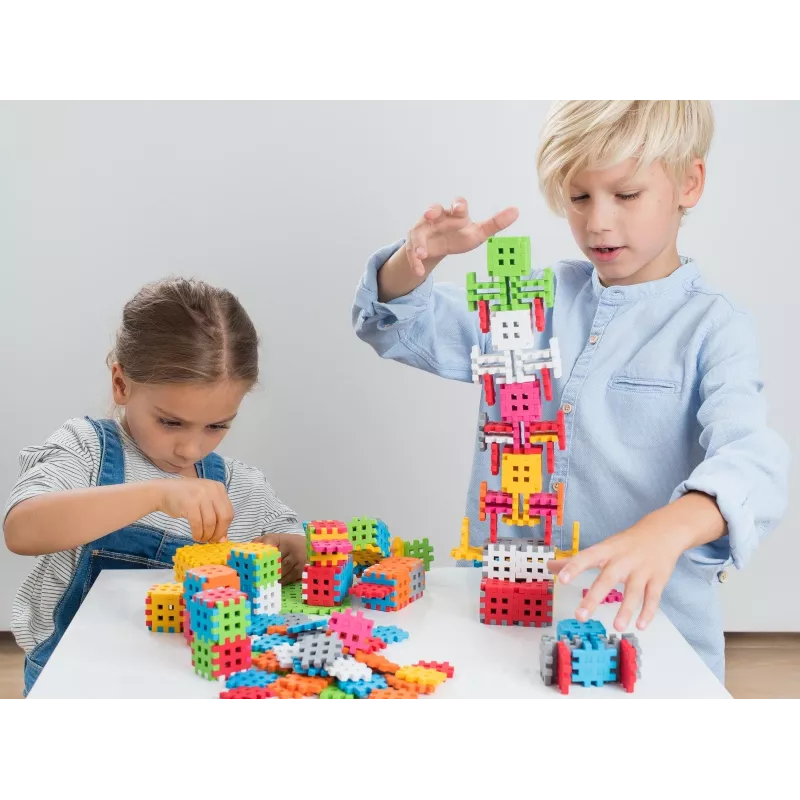 Marioinex Mini Waffle 140 bouwset — 140 delen, meerkleurig, voor kinderen vanaf 3 jaar