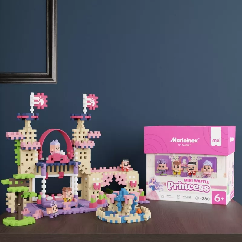 Speelgoedbouwset Marioinex Waffle Mini Blocks Princess — 280 delen, meerkleurig, doos, leeftijd 6+
