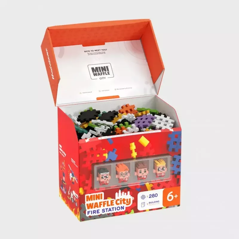 Speelgoedbouwset Marioinex Waffle Blocks brandweerkazerne 280 delen, model 906279