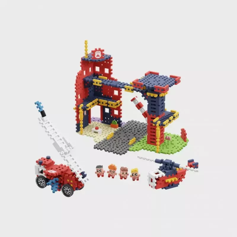Speelgoedbouwset Marioinex Waffle Blocks brandweerkazerne 280 delen, model 906279