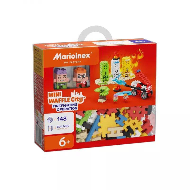 Marioinex Blocks Waffle Mini brandweerinterventie, 148 delen, meerkleurig, vanaf 6 jaar