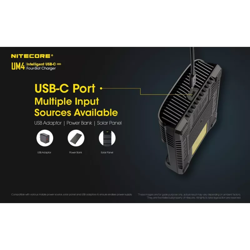 Nitecore UM4 oplader huishoudbatterij DC lithium-ijzerfosfaat lithium-ion nikkel-cadmium