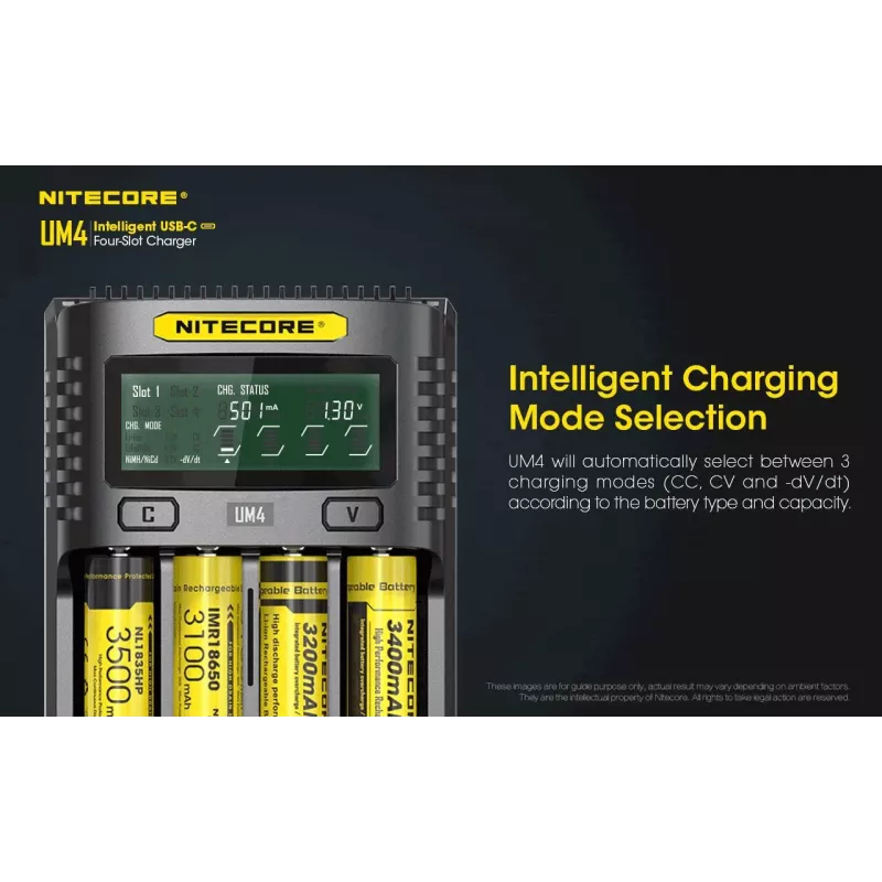 Nitecore UM4 oplader huishoudbatterij DC lithium-ijzerfosfaat lithium-ion nikkel-cadmium