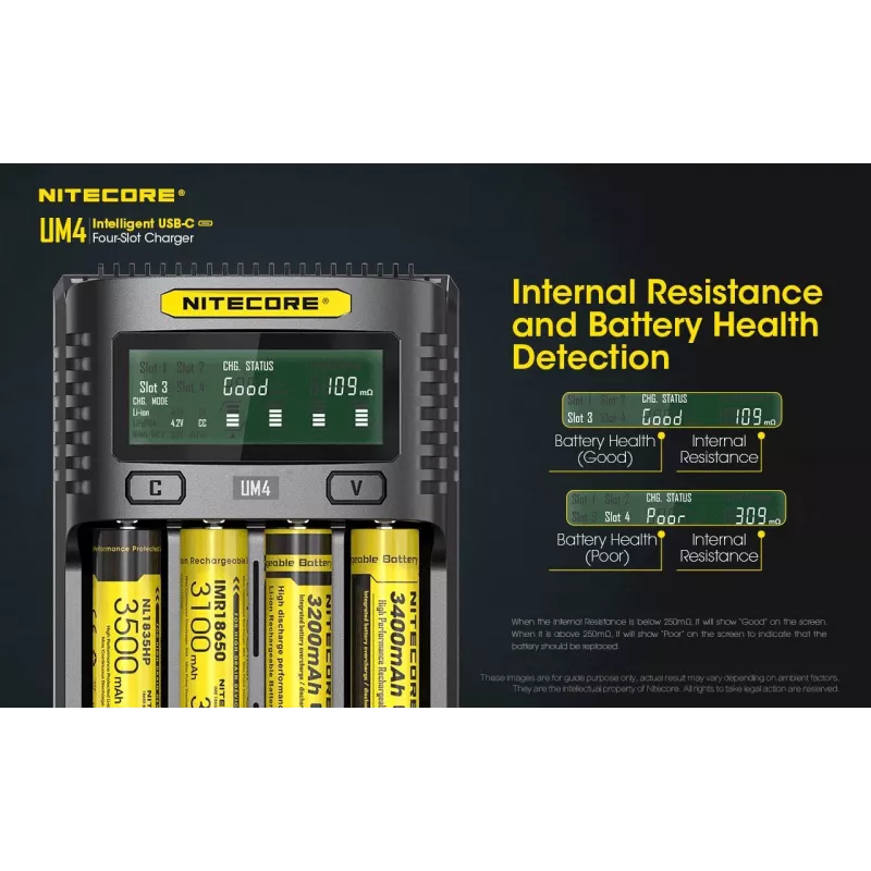 Nitecore UM4 oplader huishoudbatterij DC lithium-ijzerfosfaat lithium-ion nikkel-cadmium