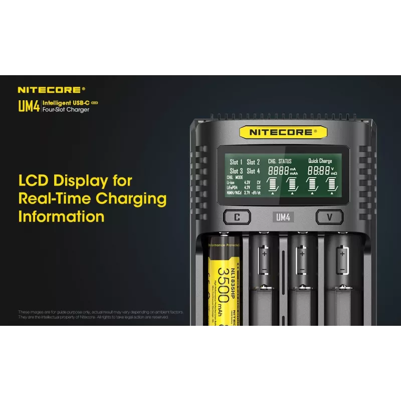 Nitecore UM4 oplader huishoudbatterij DC lithium-ijzerfosfaat lithium-ion nikkel-cadmium
