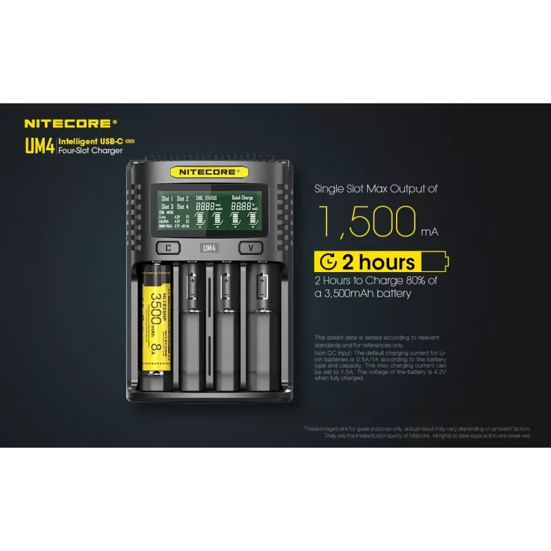 Nitecore UM4 oplader huishoudbatterij DC lithium-ijzerfosfaat lithium-ion nikkel-cadmium