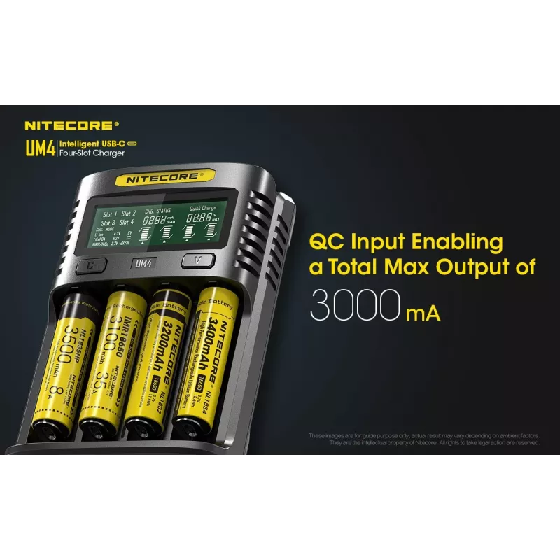 Nitecore UM4 oplader huishoudbatterij DC lithium-ijzerfosfaat lithium-ion nikkel-cadmium