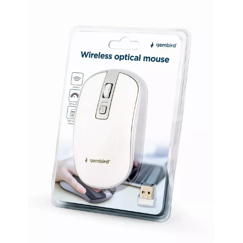 Muis USB optisch draadloos wit/zilver MUSW-4B-06-WS Gembird