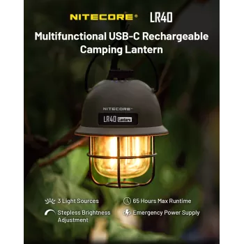 USB-campinglantaarn Nitecore LR40 100 lm olijfgroen