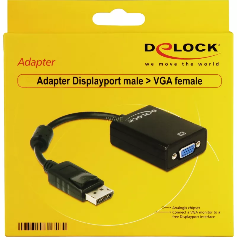 DeLOCK 61848 videokabel-adapter 0,125 m VGA (D-Sub) DisplayPort zwart