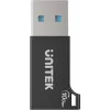Unitek USB-C naar USB-A adapter A1049ABK01 — zwart, compacte adapter USB-C (bus) naar USB-A (stekker)