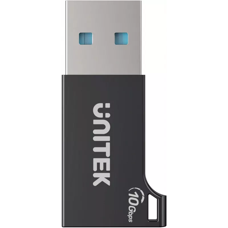 Unitek USB-C naar USB-A adapter A1049ABK01 — zwart, compacte adapter USB-C (bus) naar USB-A (stekker)