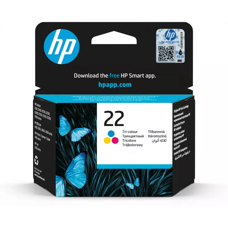HP 22 originele inktcartridge driekleurig standaardcapaciteit 5 ml 165 pagina's 1-pack