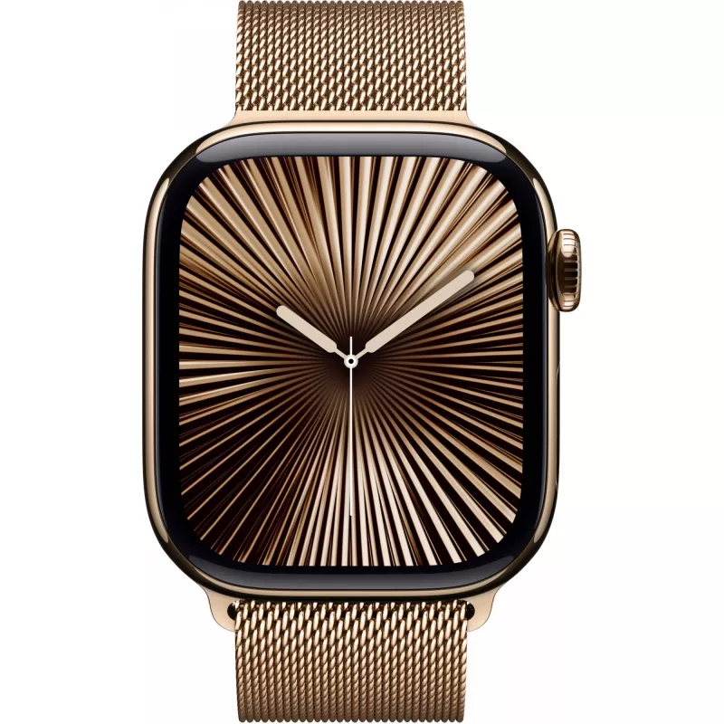 APPLE Watch Series 10 GPS + Cellular 42mm gouden titanium behuizing met gouden Milanese Loop
