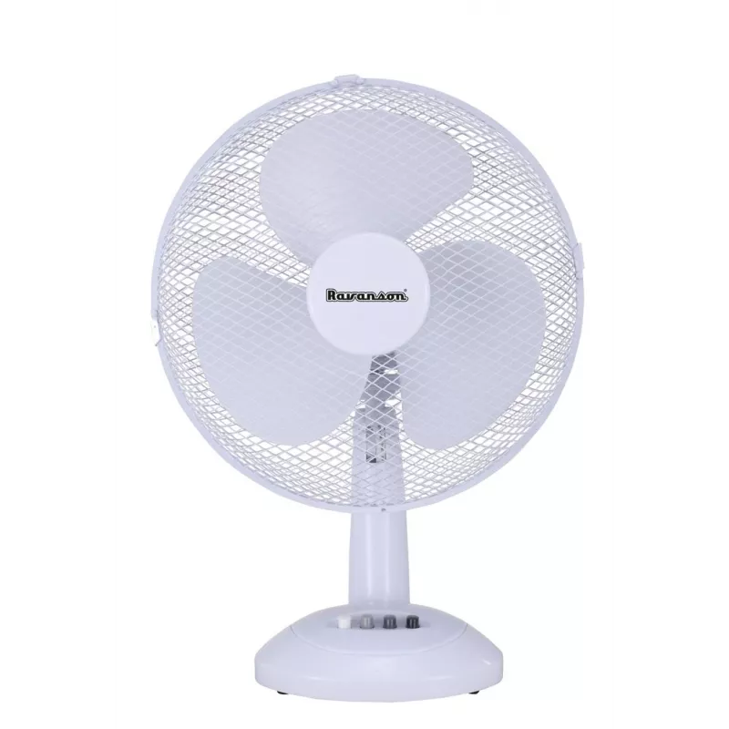 Huishoudelijke tafelventilator Ravanson WT-1023 — 27 cm blad, 3 bladen, 2 snelheden, 23 W, wit