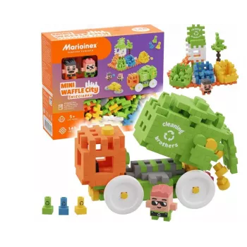 Marioinex Mini Waffle City vuilniswagen bouwblokken, 148 stuks (903131)