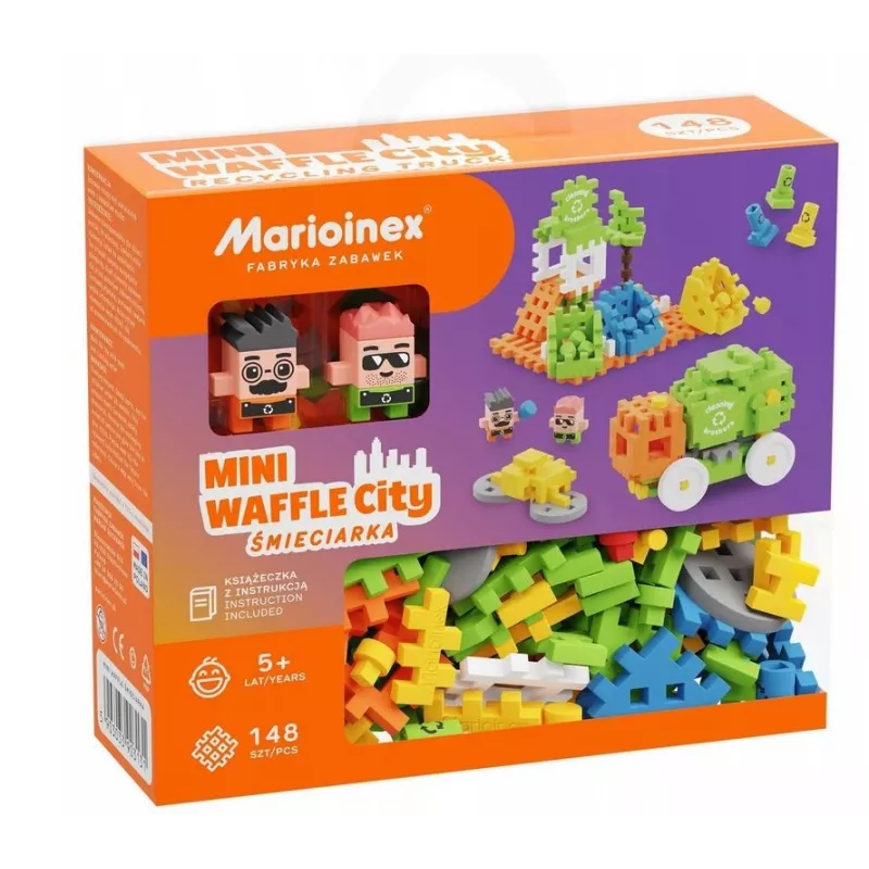 Marioinex Mini Waffle City vuilniswagen bouwblokken, 148 stuks (903131)