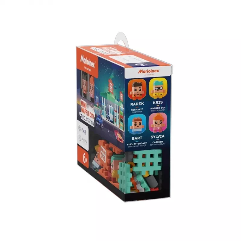 Bouwsteenset Marioinex Mini Waffle Blocks tankstation, 148 delen, meerkleurig, vanaf 6 jaar
