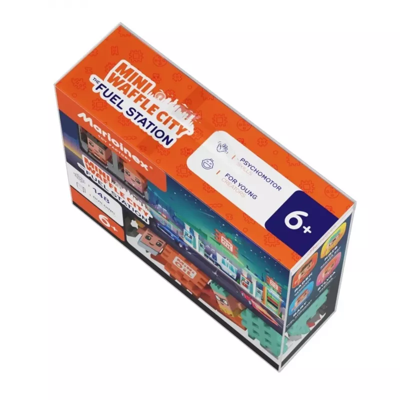 Bouwsteenset Marioinex Mini Waffle Blocks tankstation, 148 delen, meerkleurig, vanaf 6 jaar