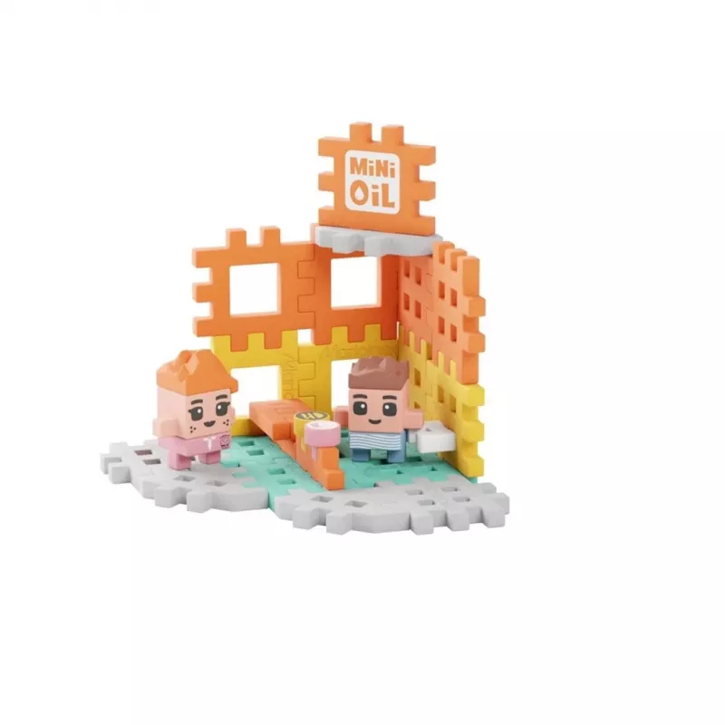 Bouwsteenset Marioinex Mini Waffle Blocks tankstation, 148 delen, meerkleurig, vanaf 6 jaar