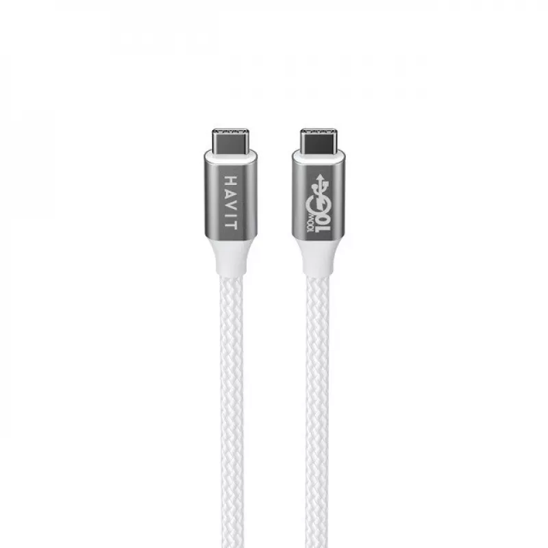 Havit CB6290 USB Type-C naar USB Type-C kabel 1 m 10 Gbit/s grijs wit