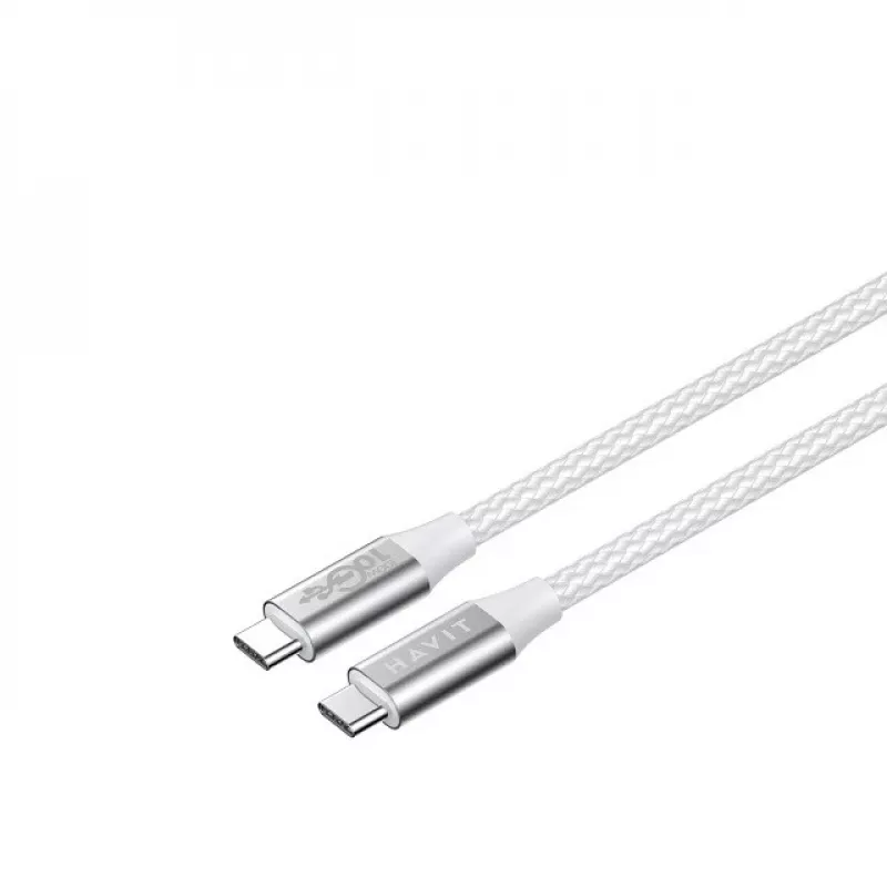 Havit CB6290 USB Type-C naar USB Type-C kabel 1 m 10 Gbit/s grijs wit