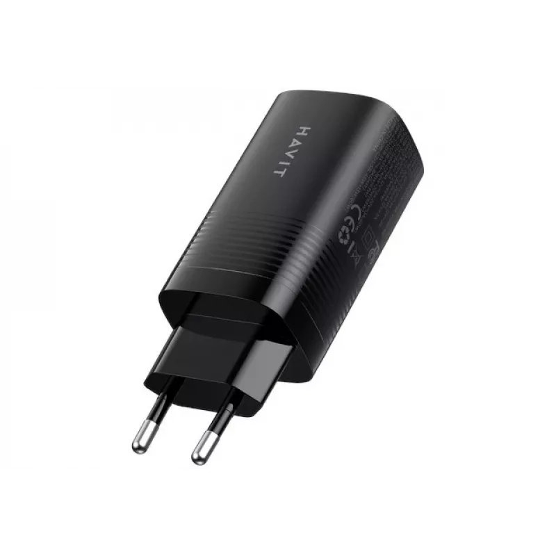 Havit UC20 driepoorts GaN 65W reisoplader zwart