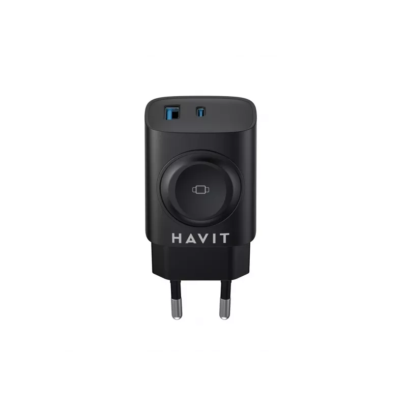 Havit UC132 EU GaN 22W dual-port oplader draadloos laden zwart
