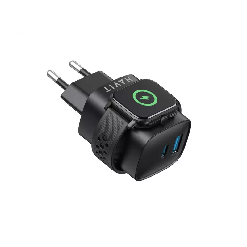 Havit UC132 EU GaN 22W dual-port oplader draadloos laden zwart