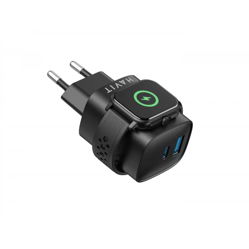 Havit UC132 EU GaN 22W dual-port oplader draadloos laden zwart