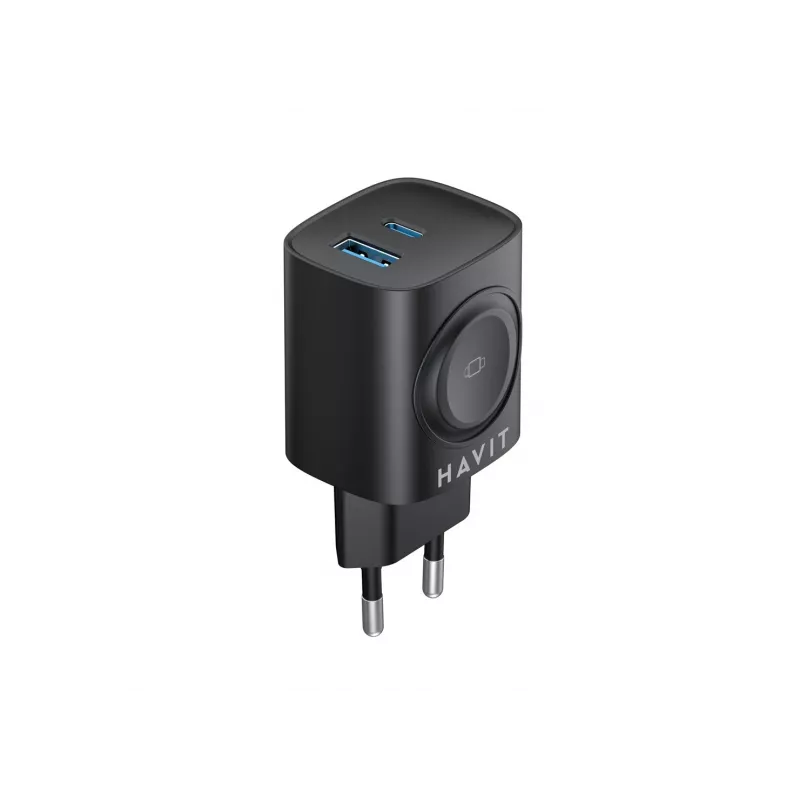 Havit UC132 EU GaN 22W dual-port oplader draadloos laden zwart