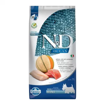 FARMINA N&D Ocean Dog Salmon, Cod, Cantaloupe, Melon Adult Mini - droogvoer voor honden - 7 kg