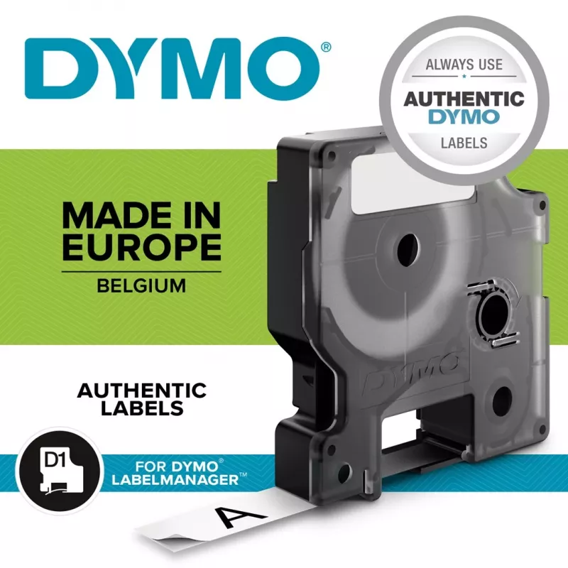 DYMO D1 nylon labeltape S0718050, 19 mm x 3,5 m, zwart op wit