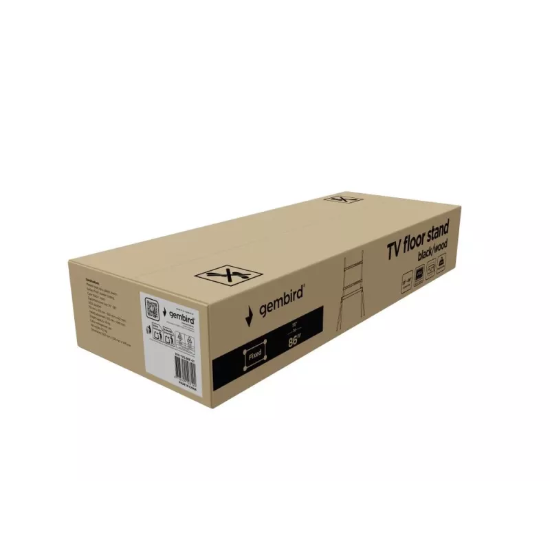 TV-accessoire vloerstandaard 55-86/BLK/WOOD TVS-86F-01-BK Gembird
