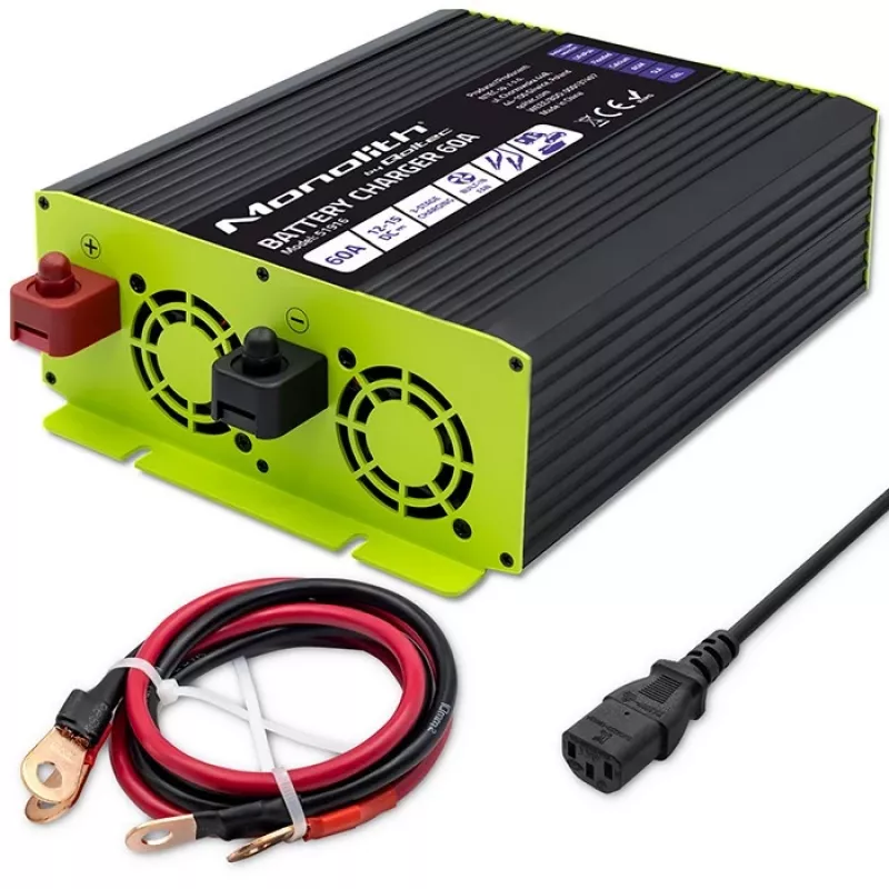 Acculader QOLTEC 51916 60A 12V voor LiFePO4-, AGM-, GEL-, SLA-accu's
