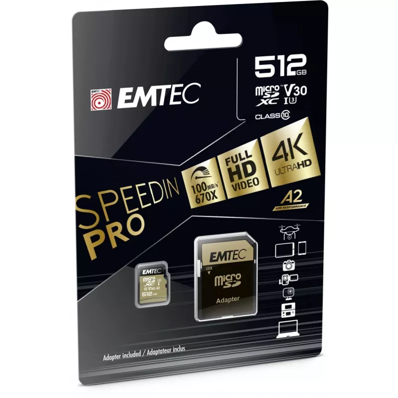 Geheugenkaart Emtec 512GB MicroSDXC UHS-I ECMSDM512GXC10SP