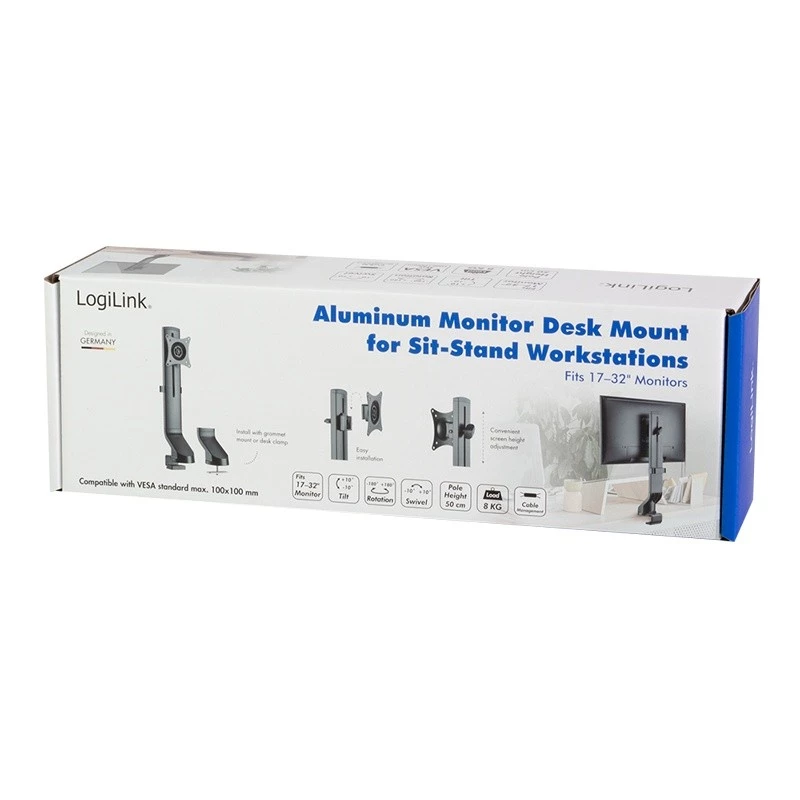 LOGILINK BP0161 monitorbeugel 17-32 inch staal voor platte en gebogen monitors 8 kg max.
