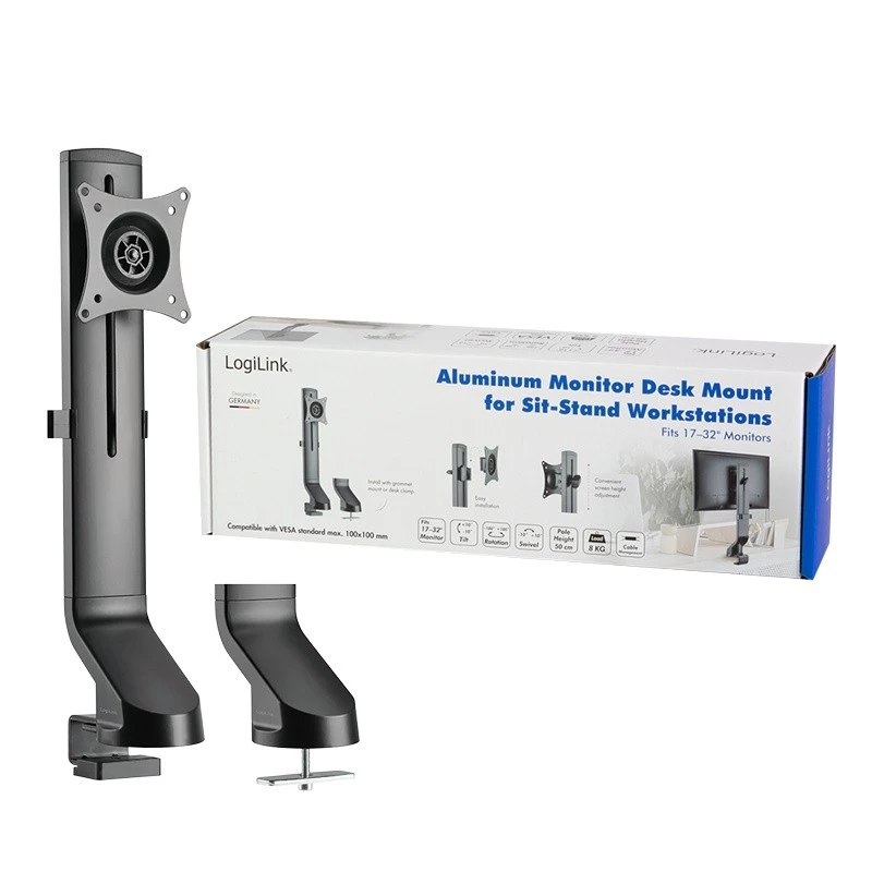 LOGILINK BP0161 monitorbeugel 17-32 inch staal voor platte en gebogen monitors 8 kg max.