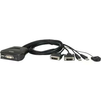 Aten 2-poorts USB DVI KVM-switch met afstandsbediening voor poortselectie