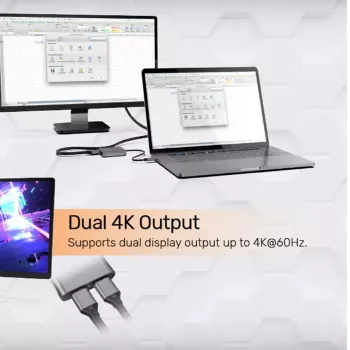 Videokabel-adapter UNITEK V1404A 0,15 m USB Type-C 2 x DisplayPort