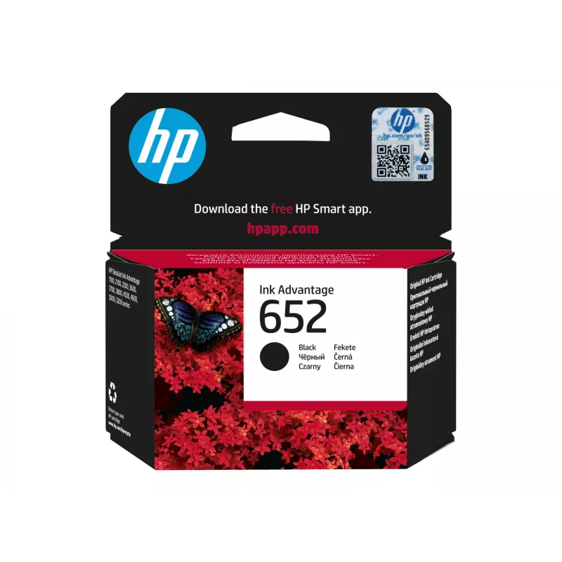 HP 652 zwart originele Ink Advantage cartridge