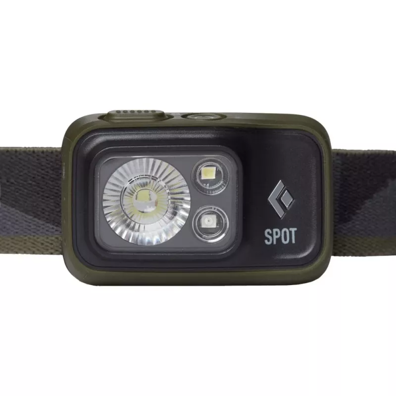 Black Diamond Spot 400 zwart, hoofdlamp met olijfgroene hoofdband