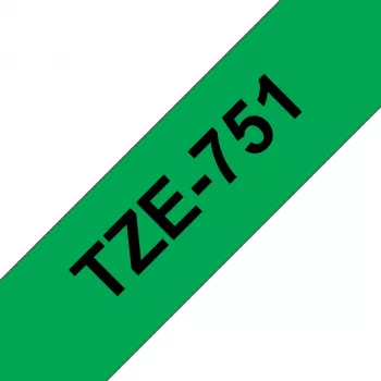 Brother TZe 751 - gelamineerde tape - zwart op groen - rol (2,4 cm x 8 m) - 1 rol - voor P-Touch PT-2420, 2430, 2450, 2460, 2470, 2480, 2700, 2