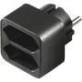 Netadapter 1x randaardestekker > 2x Euro, stopcontactadapter zwart, ruimtebesparende verdeelstekker