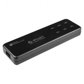 USB-desktop-snelllaadstation 120W, 6-poorts (6x USB-C™), PD 3.0, QC 4+, zwart, Good Connections (PCA-D003S)