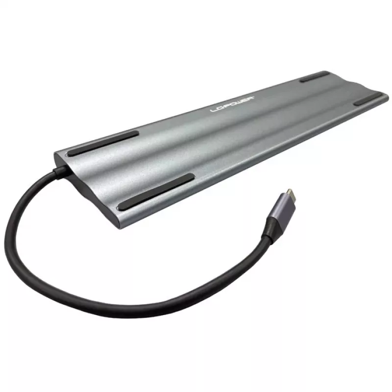 LC-Power LC-HUB-C-MULTI-8 USB-C naar 3xUSB-A/2xUSB-C/HDMI/VGA/MicroSD/SD/RJ45/audio