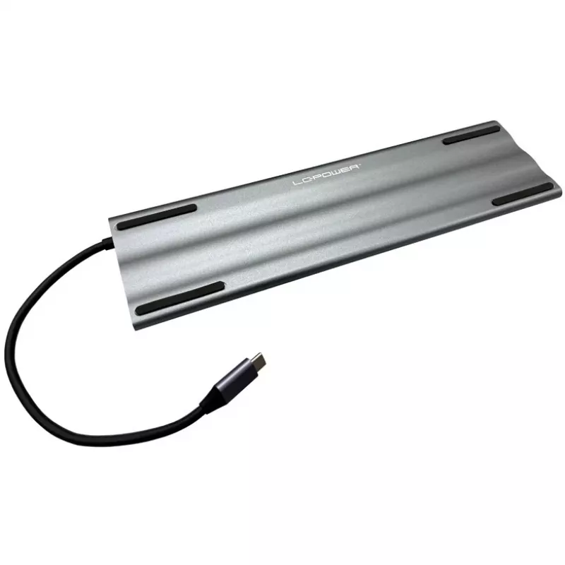 LC-Power LC-HUB-C-MULTI-8 USB-C naar 3xUSB-A/2xUSB-C/HDMI/VGA/MicroSD/SD/RJ45/audio