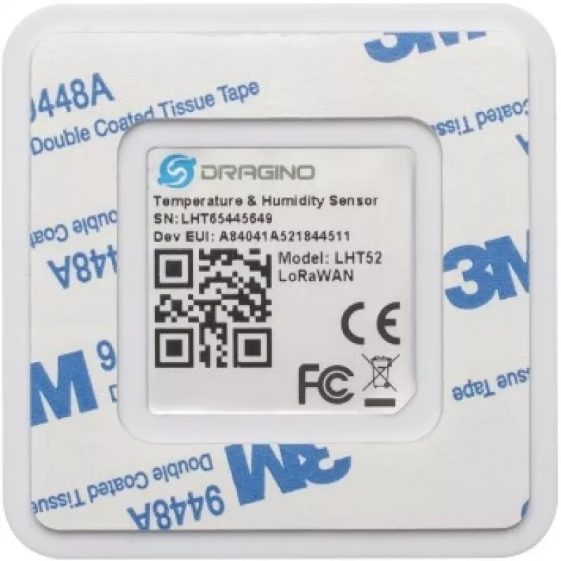 Temperatuur- en vochtigheidssensor DRAGINO LHT52-EU868 LoRaWAN EU868, op batterij, buiten-/binnenbewaking