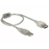 Delock 82244, 0,3 m, USB A, USB A, USB 2.0, 0,48 Gbit/s, transparant